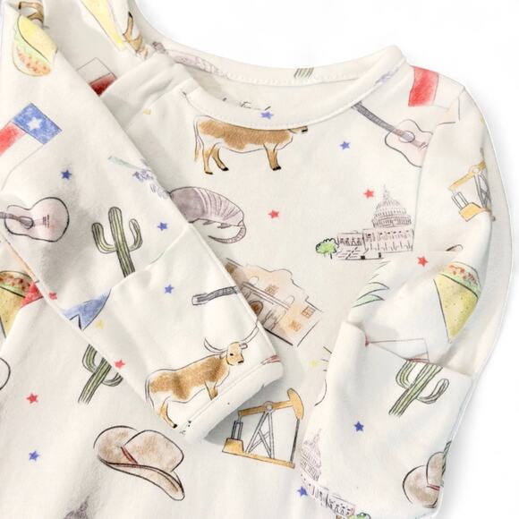 Nola Tawk Texas Kids Unisex Baby Sleeper Organic Cotton Convertible Zipper PJs - Picture 3 of 8